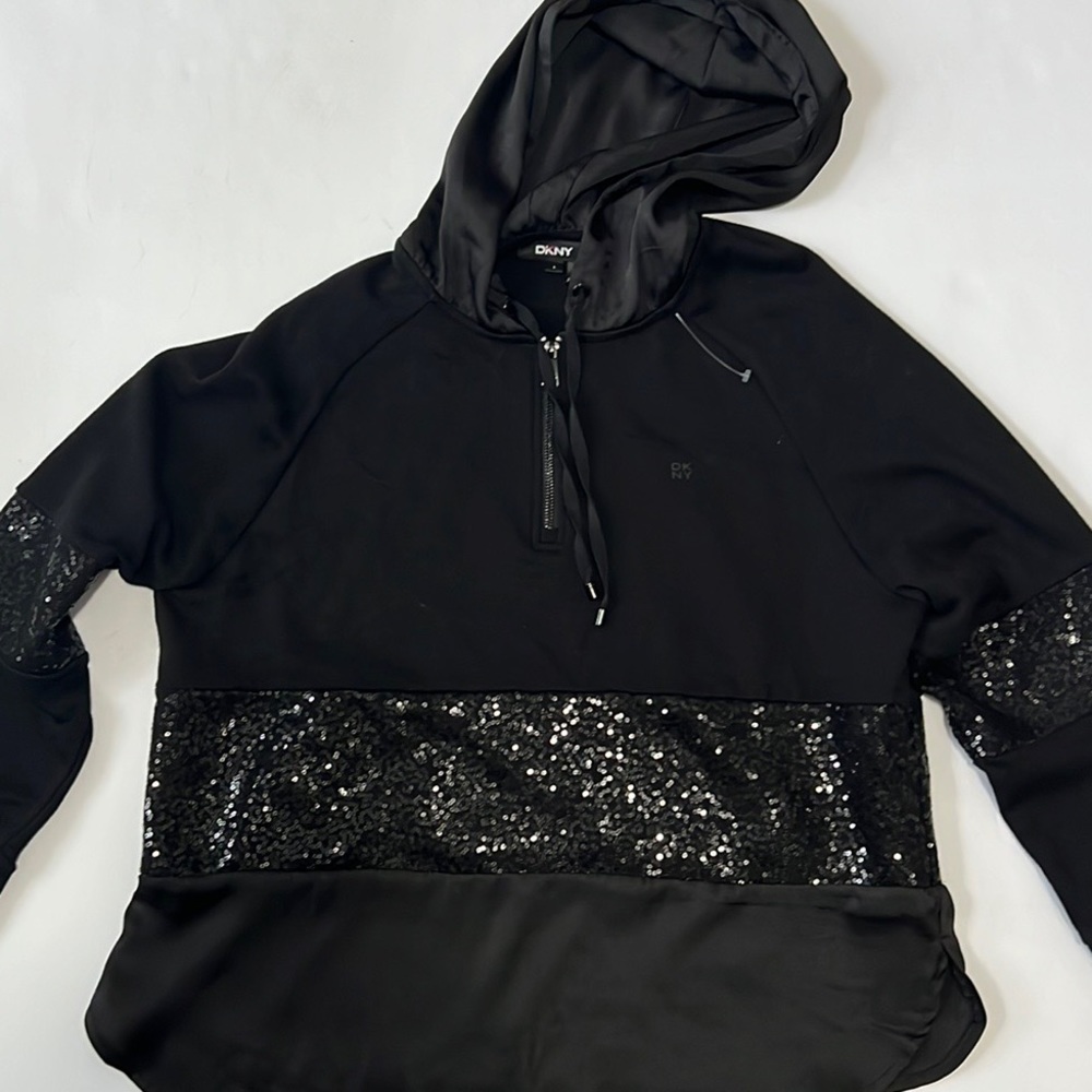DKNY sequined satin hoodie size L